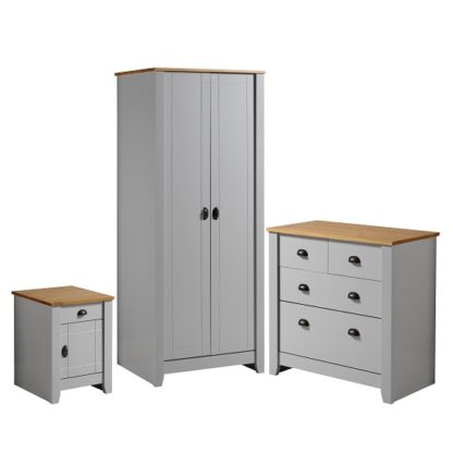 An Image of Gibson Wooden Bedroom Furniture Set In Grey And Oak