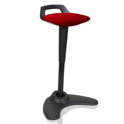 29f5f28a34843dfe3fc4b16104dea210cdaf8f263dc5f7beeeb55487fc175c90.jpg An Image of Spry Fabric Office Stool In Black Frame And Bergamot Cherry Seat