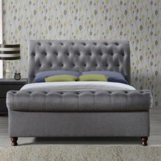 An Image of Castello Fabric Double Bed In Grey