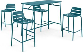 An Image of MADE Essentials Tice Garden Bar Set and 4 Stools, Teal