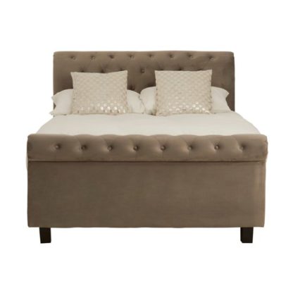 An Image of Lionrock Ottoman Fabric Double Bed In Grey