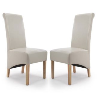 An Image of Krista Ivory Bonded Leather Dining Chair In A Pair