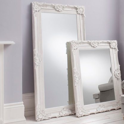An Image of Valley Floor Mirror Rectangular Leaner In White