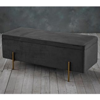 An Image of Lola Storage Ottoman In Grey