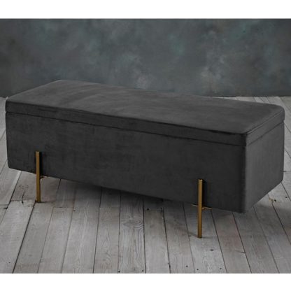 An Image of Lola Storage Ottoman In Grey