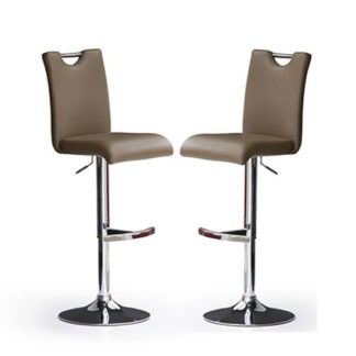 An Image of Bardo Bar Stools In Cappuccino Faux Leather in A Pair