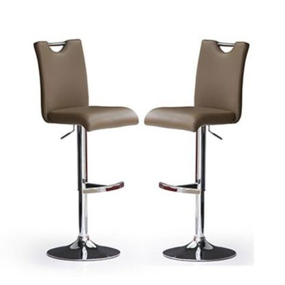 An Image of Bardo Bar Stools In Cappuccino Faux Leather in A Pair