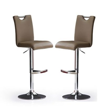 2add50f3f16397e79223735845d87060dd7f8812d860f56d9d8eed07bc46c49b.jpg An Image of Bardo Bar Stools In Cappuccino Faux Leather in A Pair