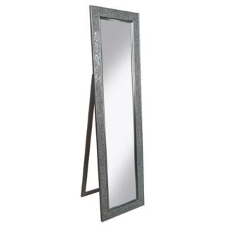 An Image of Aliza Floor Standing Cheval Mirror In Silver Mosaic Frame