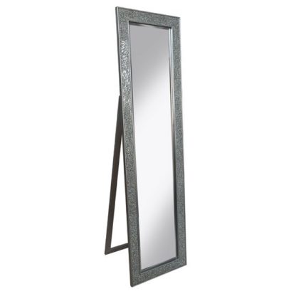 2b1e3eb2b7c53db1f267732d8bba14b7356f1b204453868345b7ae9a12f83a9a.jpg An Image of Aliza Floor Standing Cheval Mirror In Silver Mosaic Frame