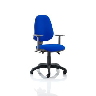 An Image of Redmon Fabric Office Chair In Blue With Height Adjustable Arms