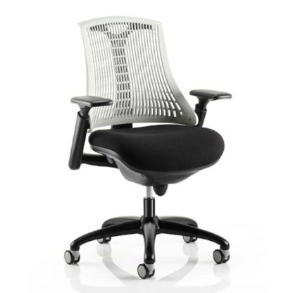 2b5f36175faaf8dca7b25f9b83815632e66d12212bdb915a9c486ae6f535cf25.jpg An Image of Flex Task Office Chair In Black Frame With White Back