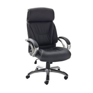 An Image of Dover Home Office Chair In Black PU Leather And Padded Armrests