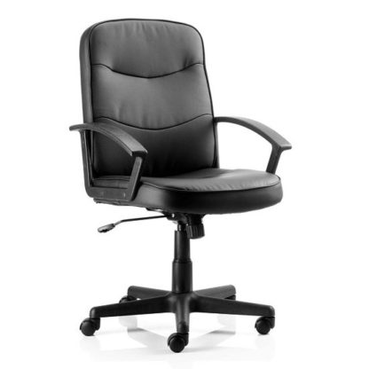 An Image of Janelle Bonded Leather Office Chair In Blue With Padded Seat