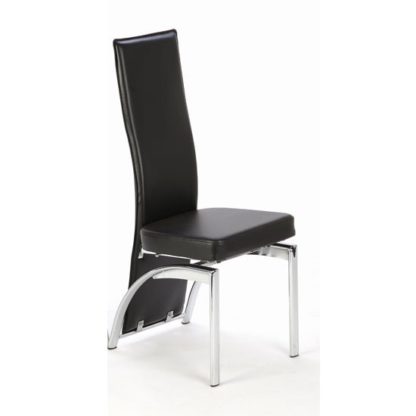 An Image of Romeo Dining Chair In Black Faux Leather With Chrome Legs