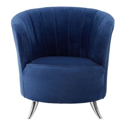 An Image of Grumium Blue Velvet Tub Chair With Metal Legs In Silver