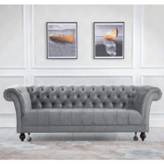 An Image of Chester Fabric 3 Seater Sofa In Midnight Grey