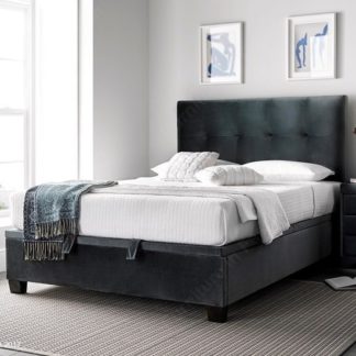 An Image of Florus Ottoman Storage Super King Bed In Velvet Cliffe Mid Grey