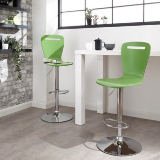 An Image of Long Island Mint Wooden Gas-lift Bar Stools In Pair