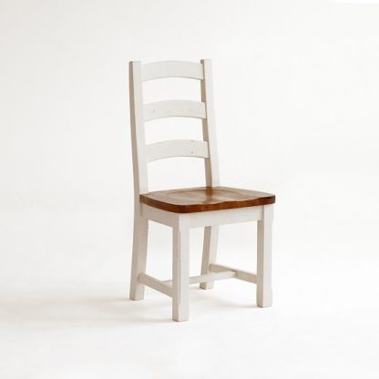 An Image of Boddem Dining Chair In White Pine Wood Cottage Style