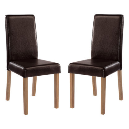 An Image of Oakridge Brown Finish Dining Chairs In Pair