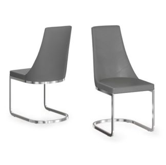 An Image of Ordonez Faux Leather Dining Chair In Grey In A Pair
