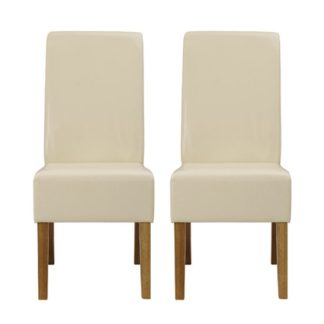 An Image of Padstow Cream Finish Dining Chairs In Pair
