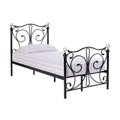 An Image of Flora Metal Single Bed in Black