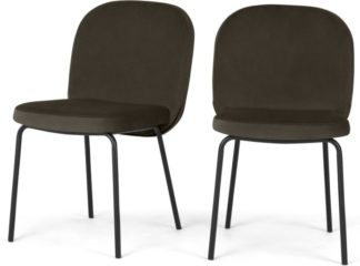 An Image of Set of 2 Safia Dining Chairs, Otter Grey Velvet
