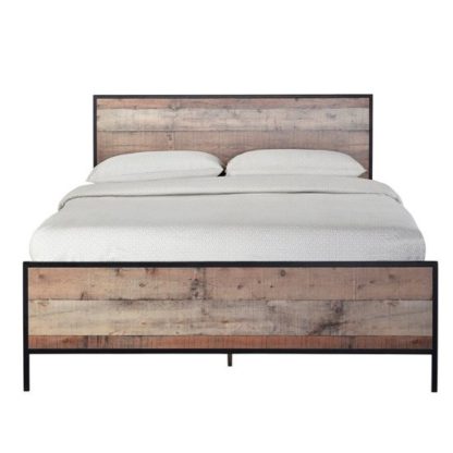 2e5dbfecaa789c917ec163c7cbbf90fa254082dd3d738c786496e697034bd205.jpg An Image of Hoston Double Size Bed In Distressed Oak Finish
