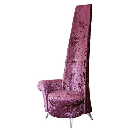 An Image of Alecia Right Handed Potenza Chair In Mulberry Velvet Fabric