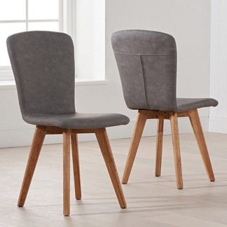 An Image of Nembus Grey Faux Leather Dining Chairs In Pair