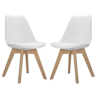 An Image of Sigmon Modern Dining Chairs In Matt White PU Seat In A Pair