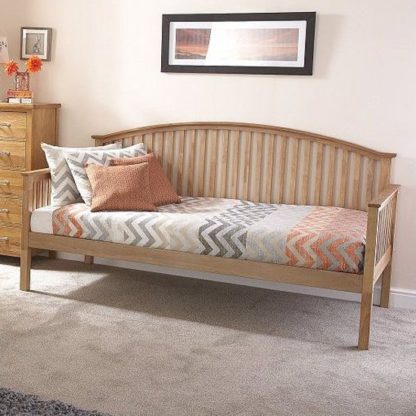 An Image of Madrid Wooden Single Day Bed In Natural Oak