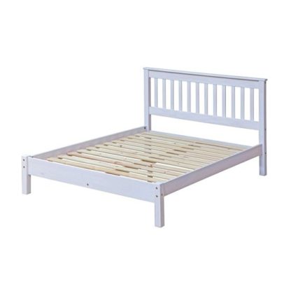 An Image of Corina Double Size Slatted Bed In White Washed Wax Finish