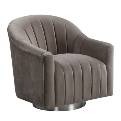 An Image of Tiffany Swivel Lounge Chaise Chair In Cappuccino
