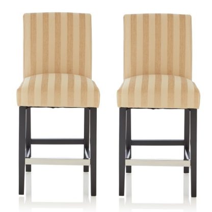 An Image of Alden Bar Stools In Oatmeal Fabric And Black Legs In A Pair