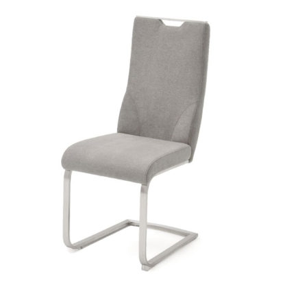 An Image of Jiulia Fabric Cantilever Dining Chair In Ice Grey