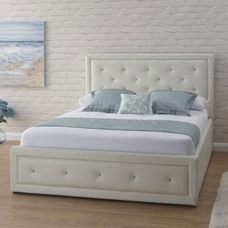 An Image of Hollywood Faux Leather Double Bed In White