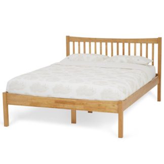 An Image of Alice Hevea Wooden Small Double Bed In Honey Oak