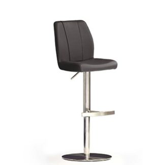 An Image of Naomi Black Bar Stool In Faux Leather With Stainless Steel Base