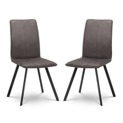An Image of Anya Fabric Dining Chairs In Charcoal Grey Suede In A Pair