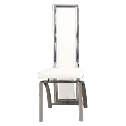 An Image of Chicago Faux Leather Dining Chair In White With Chrome Frame