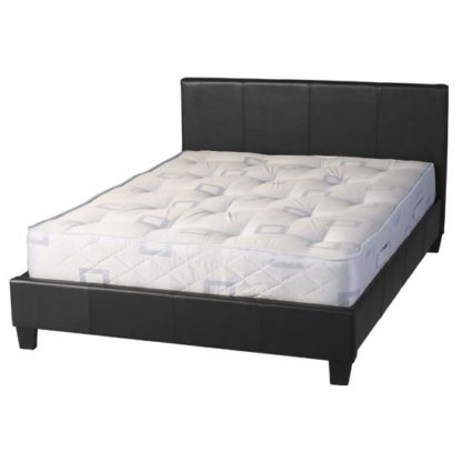 An Image of Prado Faux Leather King Size Bed In Black