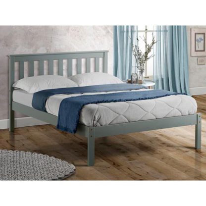 An Image of Denver Wooden Low End King Size Bed In Grey