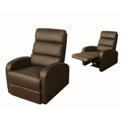 An Image of Livonia Reclining Chair in Brown Faux Leather