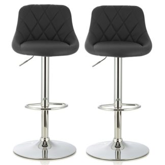 An Image of Trezzo Modern Bar Stool In Black Faux Leather In A Pair