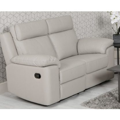 An Image of Enzo Faux Leather 2 Seater Recliner Sofa In Putty