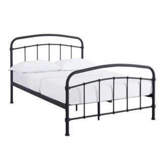 An Image of Halston Metal King Size Bed In Black