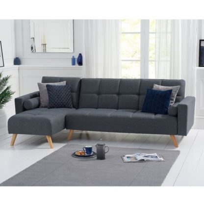 31ce8768198e9f34886ebe0556095fcc48bfc30d73aee79409dc5417ef8d0412.jpg An Image of Headen Linen Left Hand Facing Chaise In Grey With Wood Legs